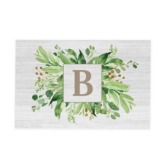 Personalization Mall Spring Greenery Letter Doormat, 18" x 27"
