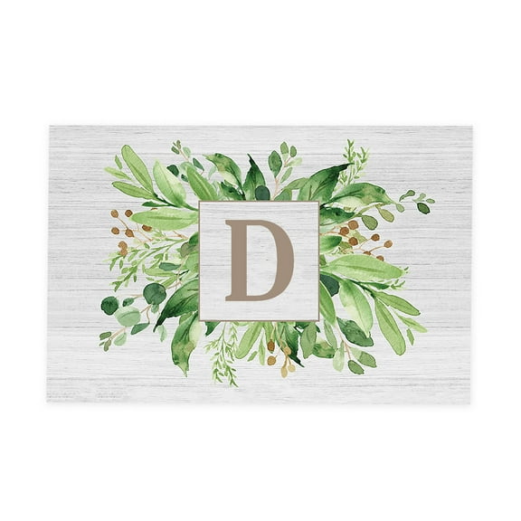 Personalization Mall Spring Greenery Letter Doormat, 18" x 27"