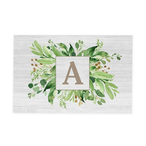 Personalization Mall Spring Greenery Letter Doormat, 18" x 27"
