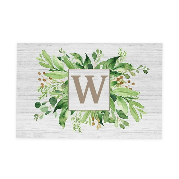 Personalization Mall Spring Greenery Letter Doormat, 18" x 27"