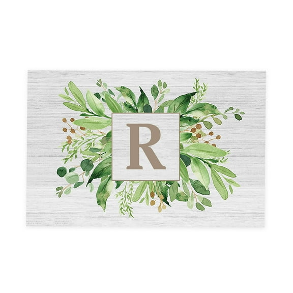 Personalization Mall Spring Greenery Letter Doormat, 20" x 35"