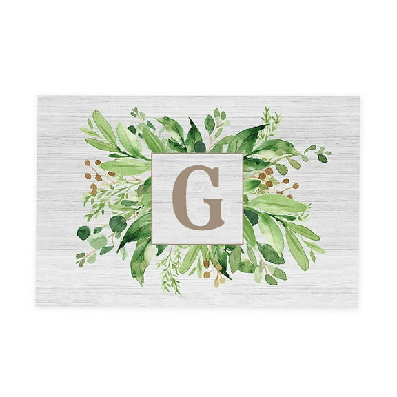 Personalization Mall Spring Greenery Letter Doormat, 20" x 35"