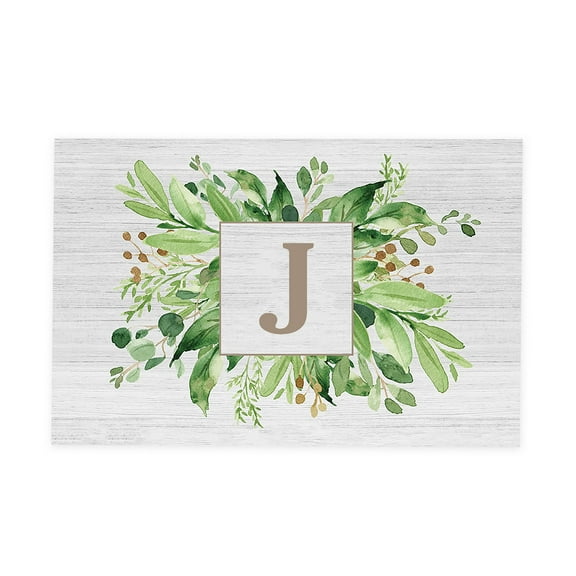 Personalization Mall Spring Greenery Letter Doormat, 20" x 35"