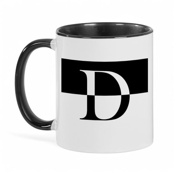 Personalization Mall Squared Initial 11 oz. Black Coffee Mug
