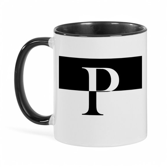 Personalization Mall Squared Initial 11 oz. Black Coffee Mug