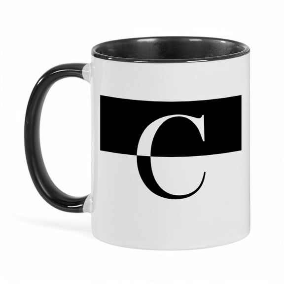 Personalization Mall Squared Initial 11 oz. Black Coffee Mug