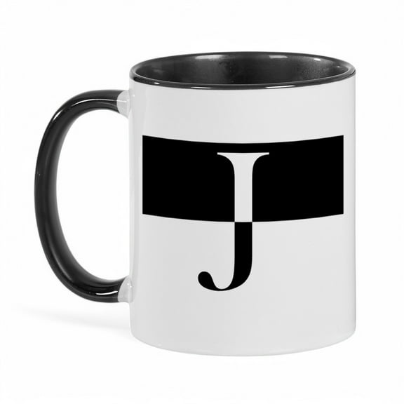 Personalization Mall Squared Initial 11 oz. Black Coffee Mug