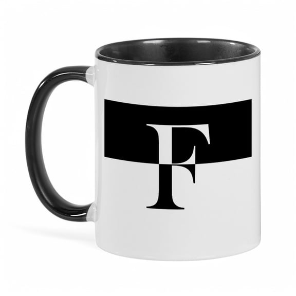 Personalization Mall Squared Initial 11 oz. Black Coffee Mug