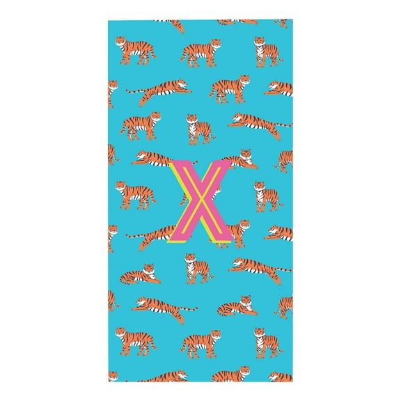 Personalization Mall Tiger Print Initial 30x60 Beach Towel, X