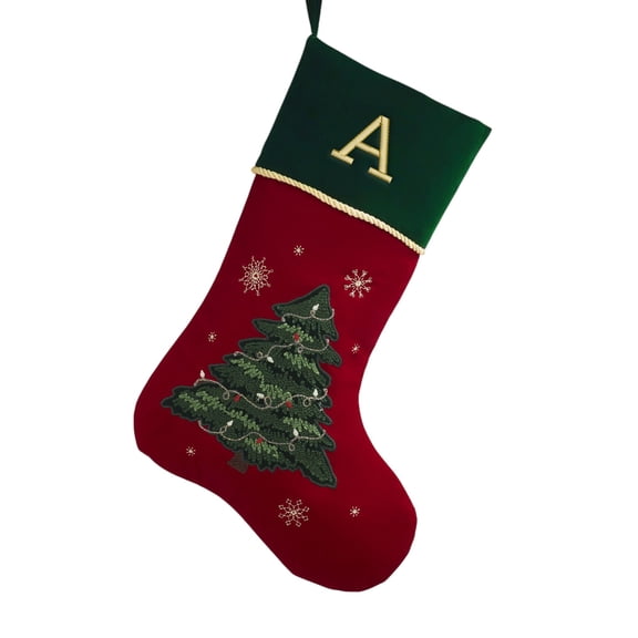 Personalization Mall Traditional Tree Embroidered Initial Christmas Stockings