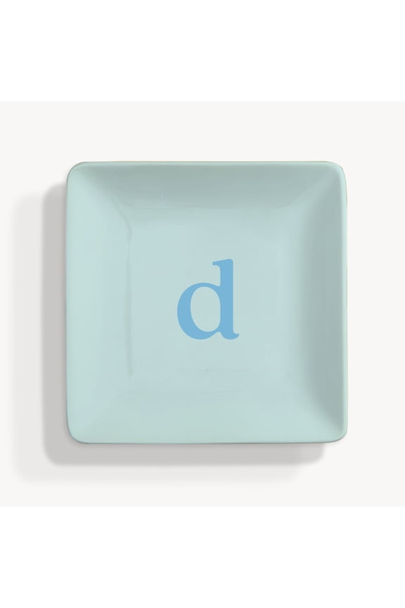 Typewriter Initial Ring Dish, Light Blue