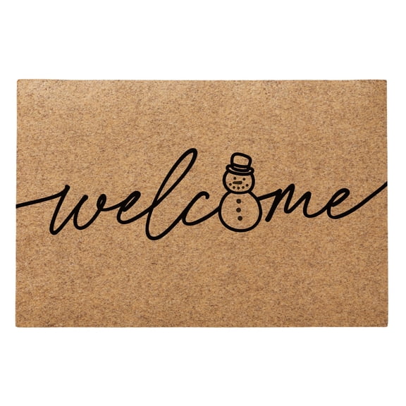Personalization Mall Welcome Snowman 18x27 Synthetic Coir Doormat
