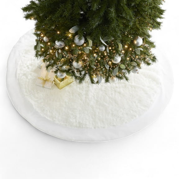 Personalization Mall White Faux Fur Christmas Tree Skirt