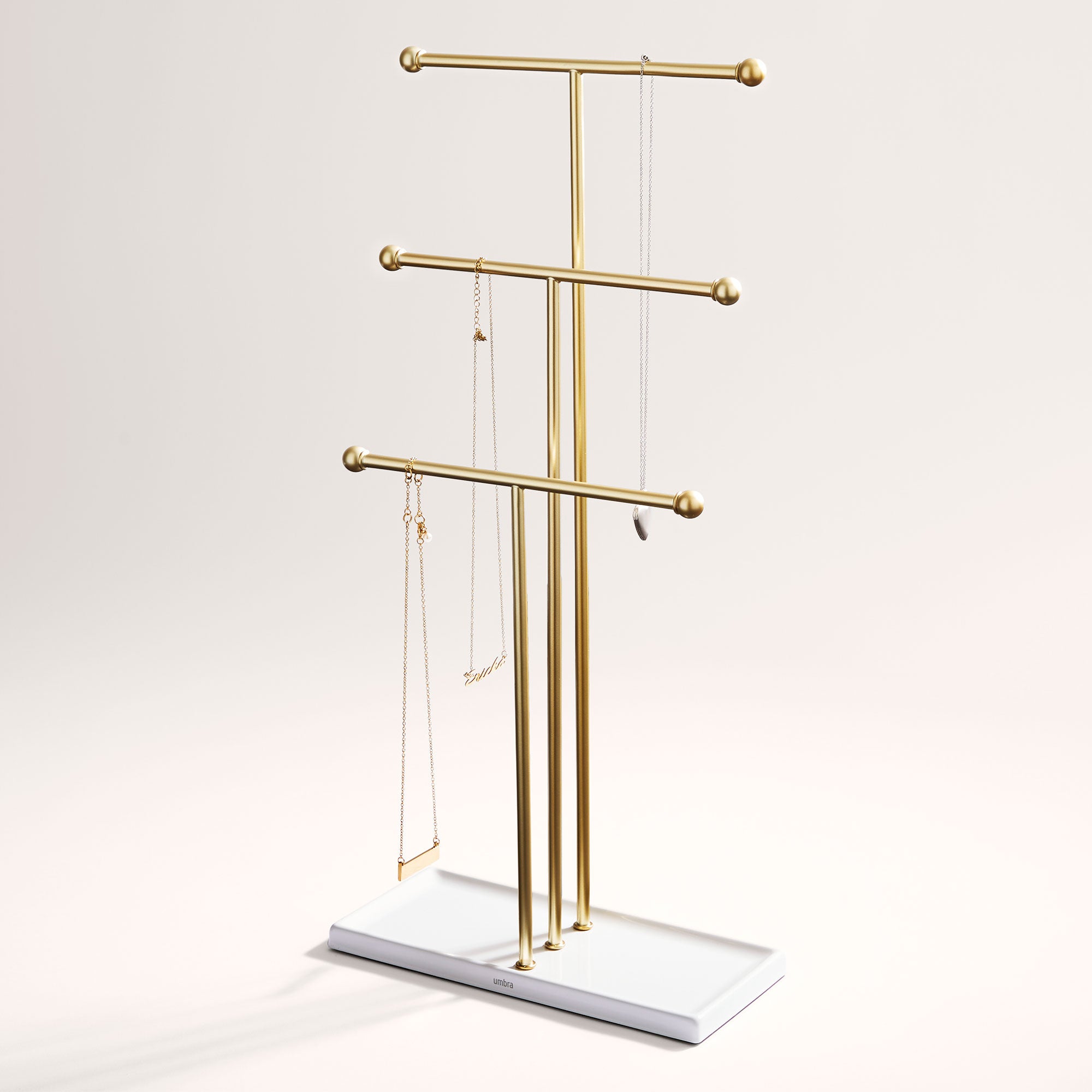Personalization Stand Personalization Mall White and Brass Jewelry Stand - Walmart.com