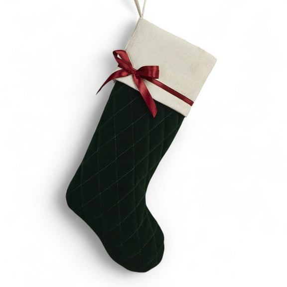Personalization Mall Winter Classic Quilted Stocking w/Bow-Green