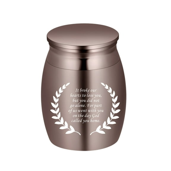 Personalize Olive Leaf Print - Stainless Steel Mini Urn for Human Pet Cremation Ashes Hair Furry Memory Small Urn