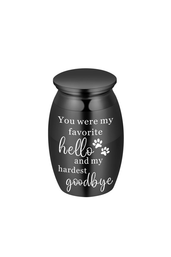 Personalize 7*4.5cm Paw Print Stainless Steel Small Urn for Cremation Dog Cat Ashes Keepsake Pet Memorial Mini Urn - You Were My Favorite Hello And My Hardest  Goodbye