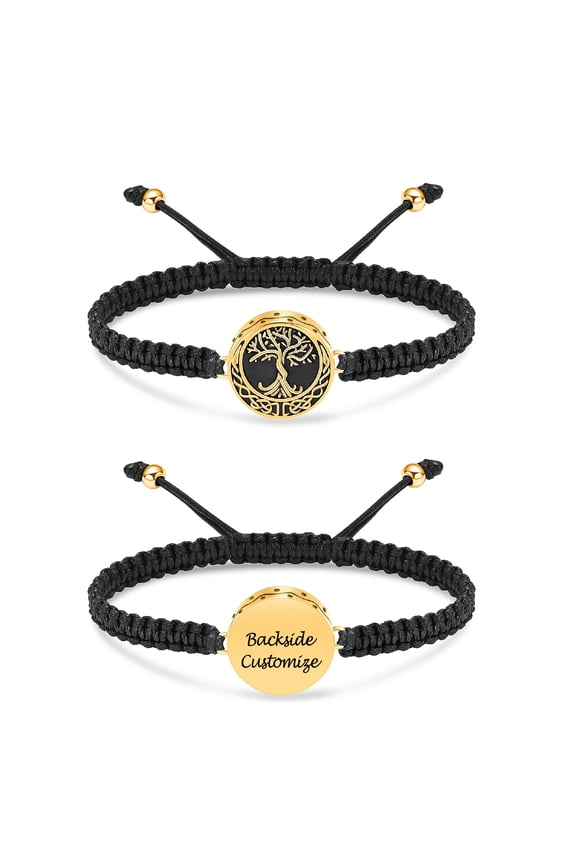 Personalize Adjustable Braided Cord Bracelet Stainless Steel Tree of Life Locket Funeral Urn Bracelet for Creamation Ashes Holder Memorial Jewelry for Women Men Gift