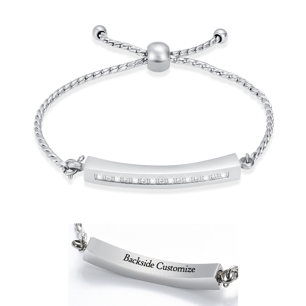 Cremation Bracelet - Stainless Steel Bar Urn For Ashes With Braided Cord, Adjustable Memorial Jewelry