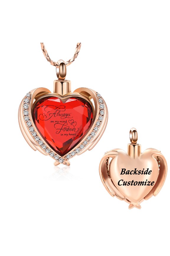 Personalize Always on My Mind Forever in My Heart Cremation Urn Pendant Memory Necklace for Cremation Ashes of Loved One Human Pet Memorial Jewelry
