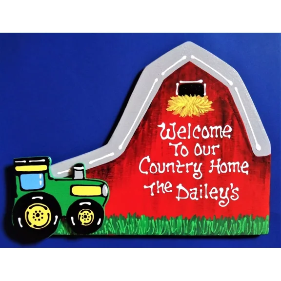Personalize Barn Farm Tractor Country Home Sign Name Wall Door Welcome Plaque