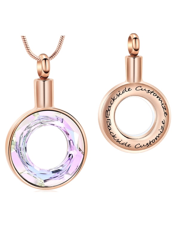 Personalize Circle of Life Necklace for Cremation Ashes Holder Necklace for Ashes of Loved One Pendent for Ashes and Chain Memorial Jewelry