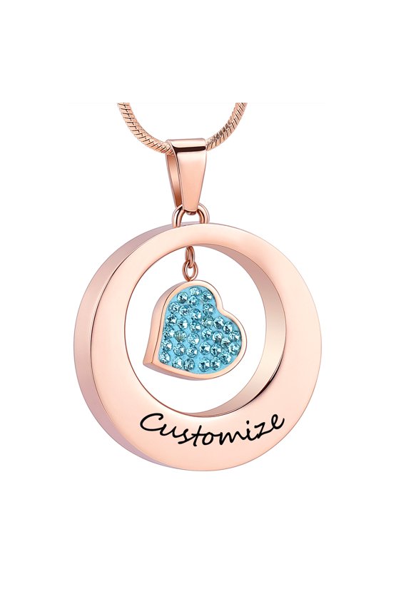 Personalize Circle of Life Urn Necklace for Cremation Ashes Holder Heart Memorial Jewelry Pendent for Ashes Perfume Dry Flowers