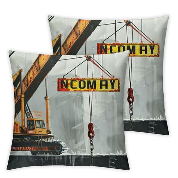 Personalize Construction Crane Throw Pillow