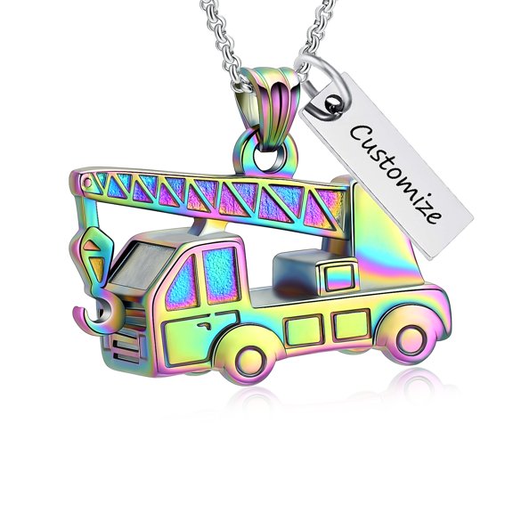 Personalize Crane Truck Urn Pendant Memorial Cremation Jewelry for Ashes Holder Urn Necklace Lockets for Human Ashes of Loved One