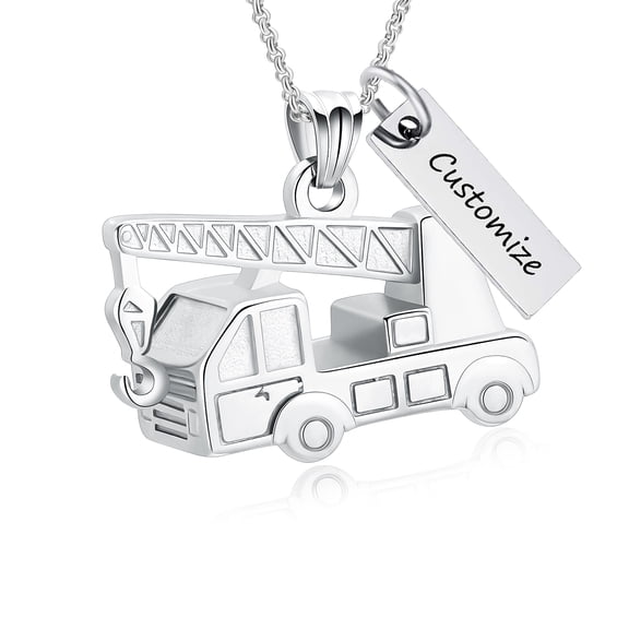 Personalize Crane Truck Urn Pendant Memorial Cremation Jewelry for Ashes Holder Urn Necklace Lockets for Human Ashes of Loved One