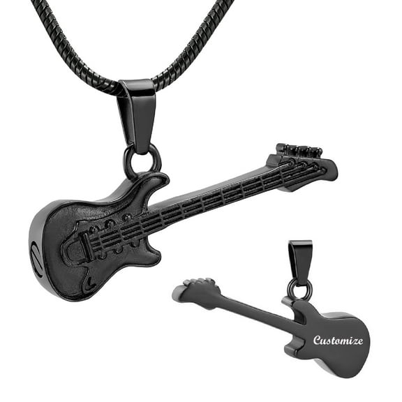 Personalize Cremation Jewelry for Ashes Pendant Musical Instrument Cremation Necklace for Women&Men Guitar Urn Necklace for Ashes Keepsake Memorial Urn Necklace