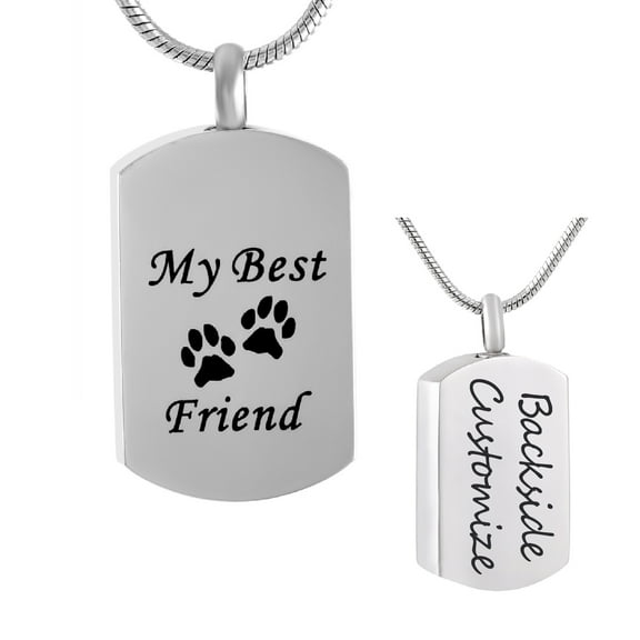 Personalize Cremation Jewelry Square with Paw Print Urn Necklaces for Ashes for Women Men Urn Pendant Pet Memorial Keepsake Ash Holder