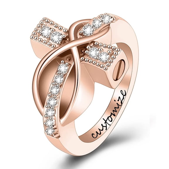 Personalize Cross Locket Urn Ring Infinity Love Funeral Memorial Cremation Urn Ring Keepsake Jewelry for Ashes Holder