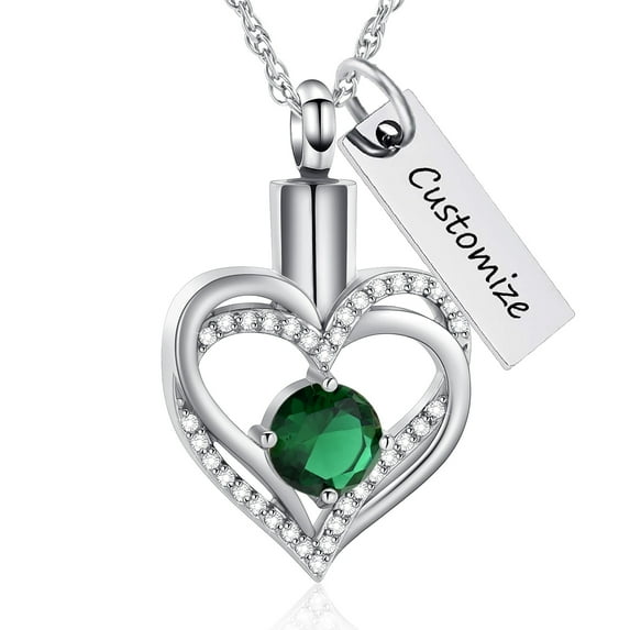 Personalize Crystal Heart Cremation Urn Pendant Necklace for Cremation Ashes Urn Necklace Lockets for Human Ashes Memorial Jewelry