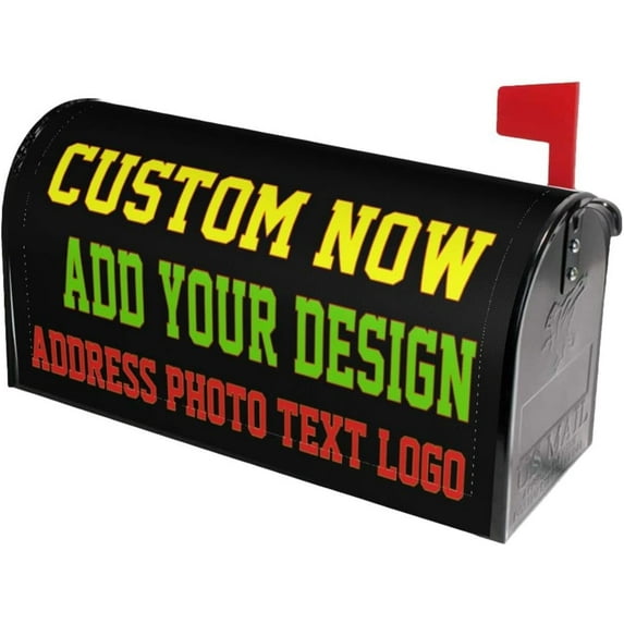 Personalize Custom Addess Mailbox Covers, Add Photo Picture Name Text Logo Unique Magnetic Post Box Cover Wraps for Garden Yard Decor Standard Size 21x18 Inches