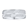 thumbnail image 1 of Bling Jewelry Mens Mens Silver Ring: Sterling Silver Diamond Cut Wedding Band for Couples Striped Pattern, 1 of 5