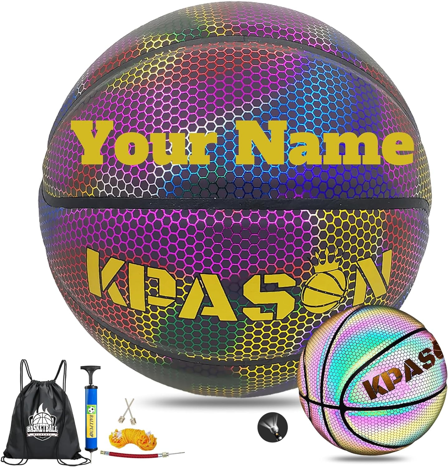 Personalize Customized Basketballs, Customize Name, Logo, Text, Photos on Basketball, Official Size 7 (29.5") & Size 6 (28.5") & Size 5 (27.5"), Indoor Outdoor Leather Basketball Gifts