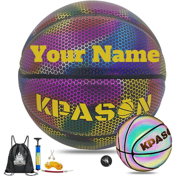 Personalize Customized Basketballs, Customize Name, Logo, Text, Photos on Basketball, Official Size 7 (29.5") & Size 6 (28.5") & Size 5 (27.5"), Indoor Outdoor Leather Basketball Gifts