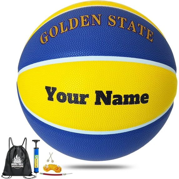 Personalize Customized Basketballs, Customize Name, Logo, Text, Photos on Basketball, Official Size 7 (29.5") & Size 6 (28.5") & Size 5 (27.5"), Indoor Outdoor Leather Basketball Gifts