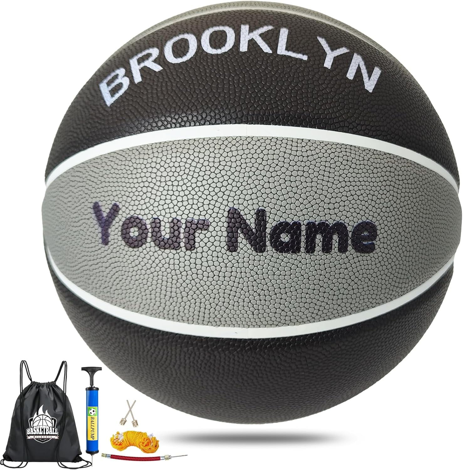 Personalize Customized Basketballs, Customize Name, Logo, Text, Photos on Basketball, Official Size 7 (29.5") & Size 6 (28.5") & Size 5 (27.5"), Indoor Outdoor Leather Basketball Gifts