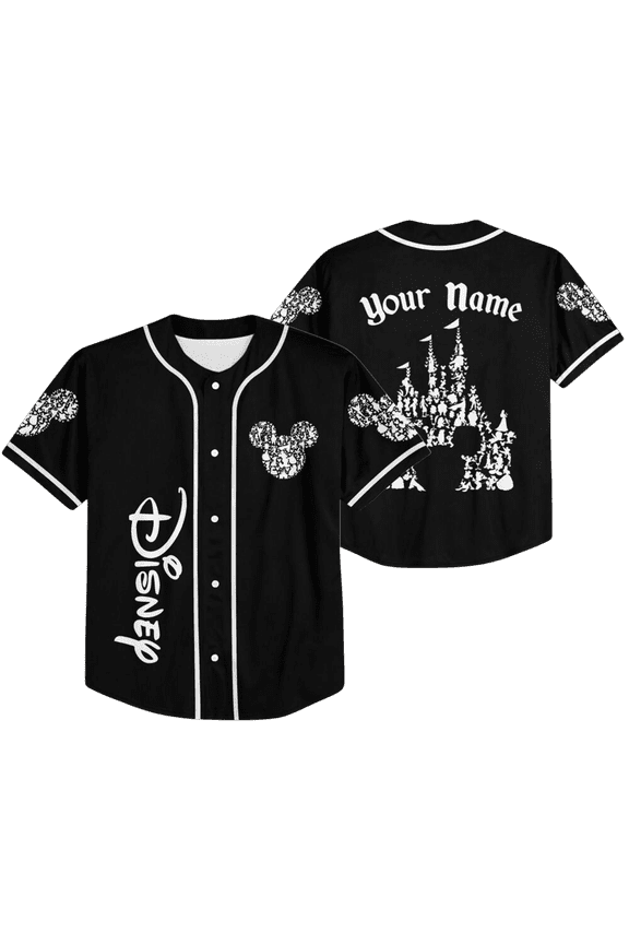 Personalize Disney Mickey Castle, Custom Kid Youth Adult Disney Jersey, Disney Baseball Jersey, Mickey Mouse Jersey, Gift for Disney Fans