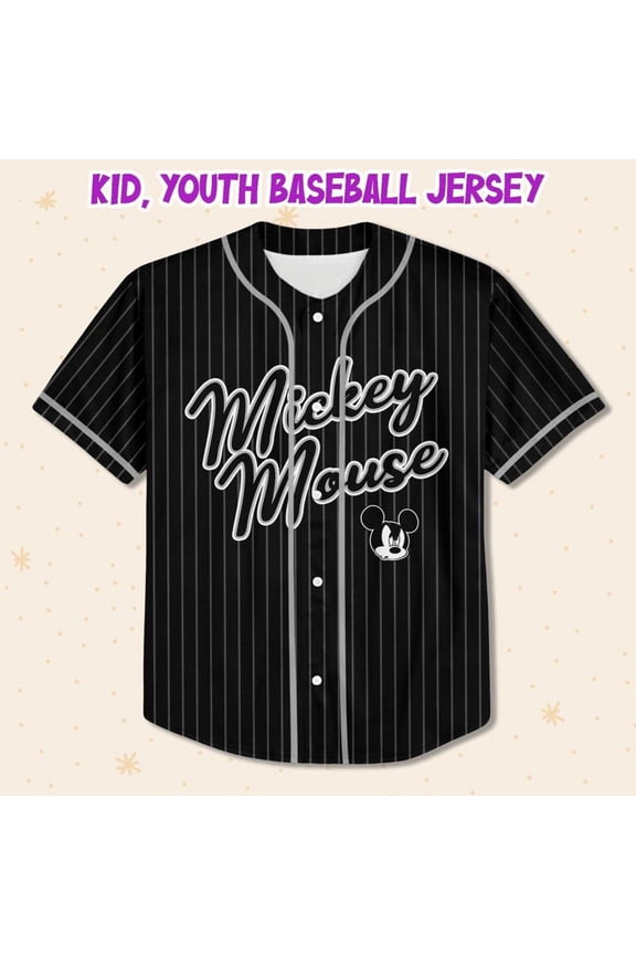 Personalize Disney Mickey Mouse Sample Striped Baseball Jersey - Wondermento