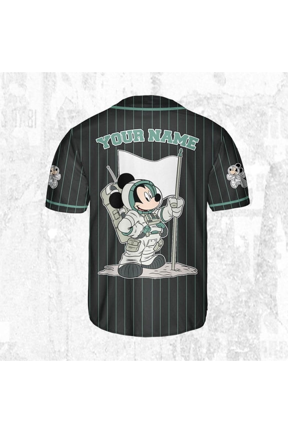 Personalize Disney Mickey Mouse Space Space Travel Dark Baseball Jersey - Wondermento