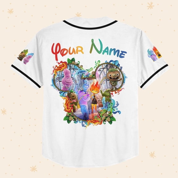 Personalize Disney Pixar Elemental Mickey Head Disney Baseball Jersey - Wondermento