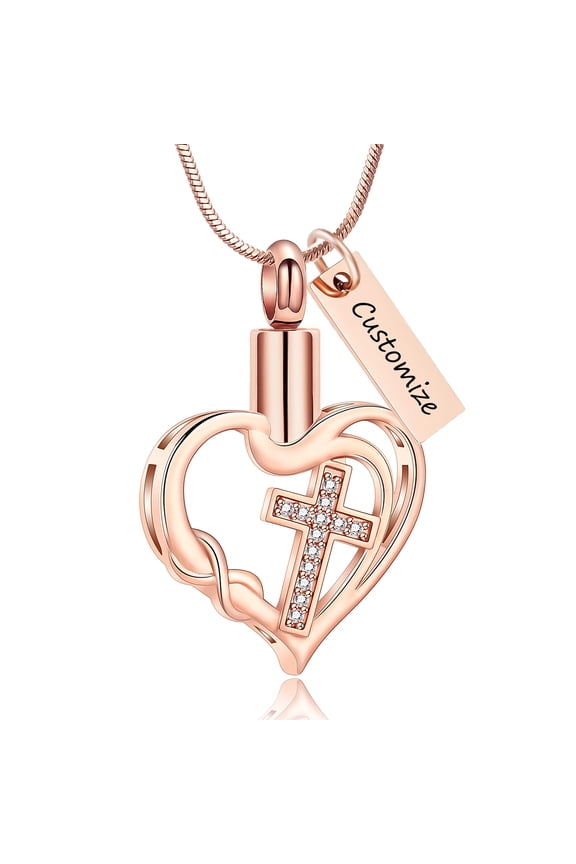 Personalize Elegant Love Infinity Stone Cross Hearts Pendant Cremation Jewelry for Ashes Holder Memory Necklace Memorial Jewelry