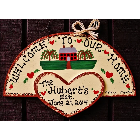 Personalize Family Name W/Est Date Welcome To Our Home Sign Door Wall Plaque