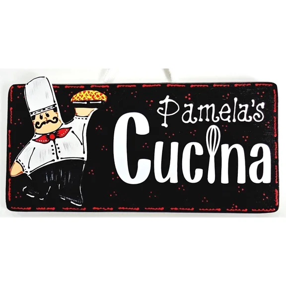 Personalize Fat Chef Cucina Sign Kitchen Name Wall Plaque Bistro Italian Decor