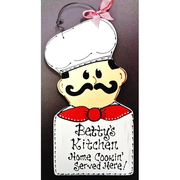 Personalize Fat Chef Home Cookin' Kitchen Name Sign Wall Hanger Bistro Plaque
