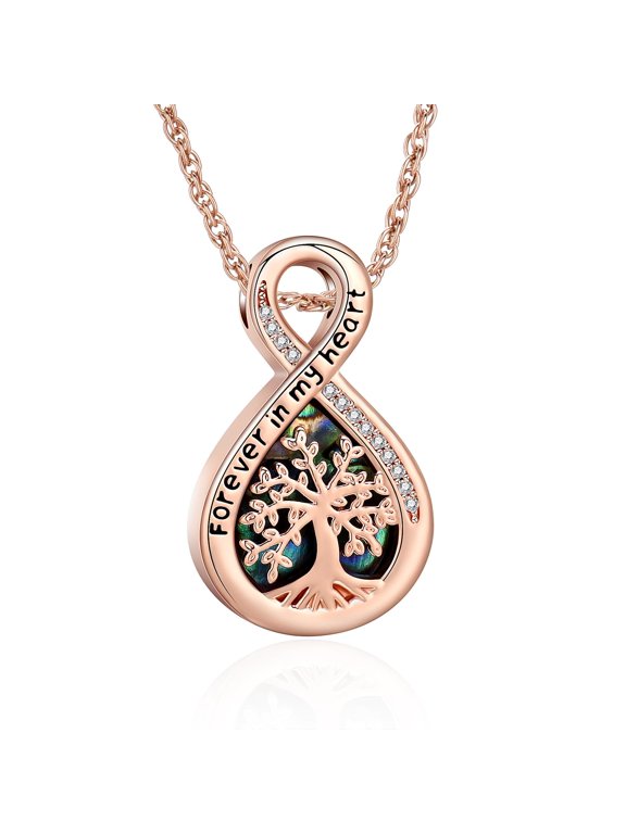 Personalize Forever in My Heart -Abalone shell Love Infinity Urn Pendant Cremation Jewelry for Ashes Holder Memorial Jewelry
