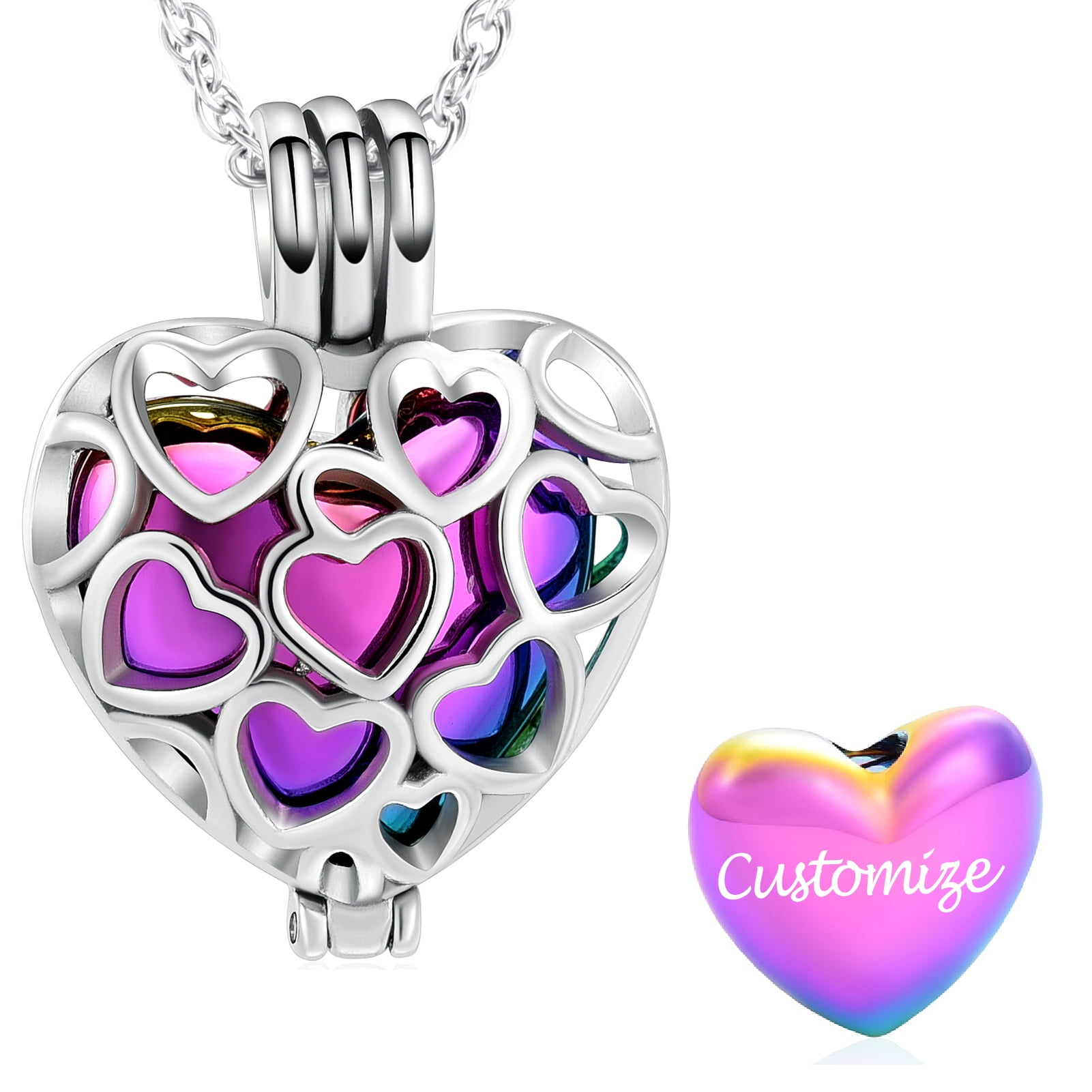 Personalize Heart Vial Locket Memorial Cremation Jewelry for Ashes